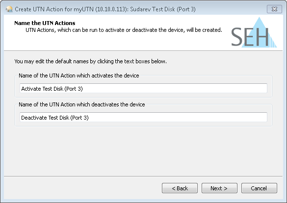 SEH UTN manager — выбор имени ярлыков