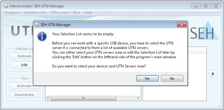 SEH UTN manager — поиск устройств
